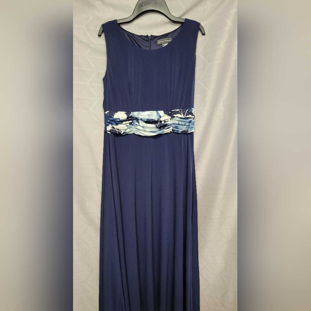 Jessica Howard Navy Blue Dress with Abstract Waistband